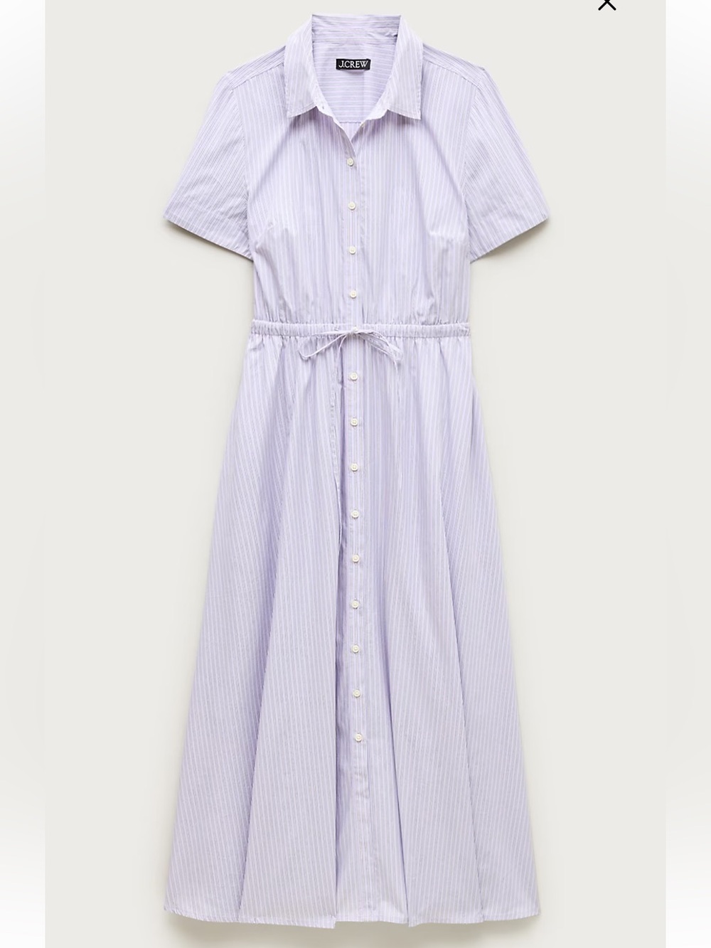 J. Crew Cerise Shirt Dress in Striped Cotton Poplin in Lavender Blush Size 4 NWT